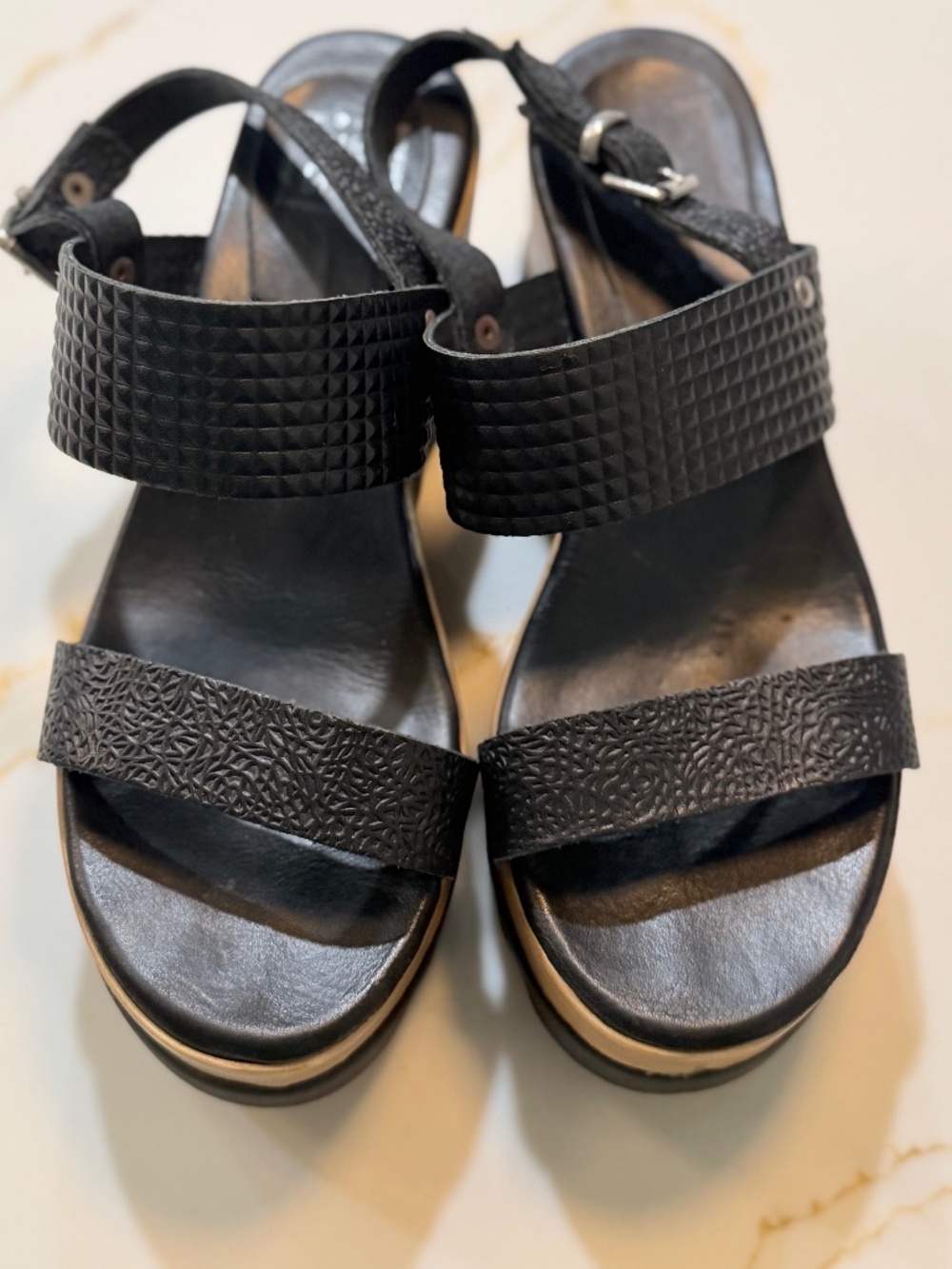 Black Leather Platform Sandal